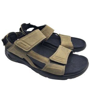 ECCO X-Trinsic Mens Size 10 Olive Green Leather Sport Flat Sandal Camo Soles